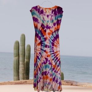 SAND & SPIRIT TIE DYE MAXI DRESS VACATION BEACH DRESS